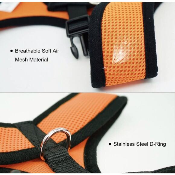 WONDERPUP Adjustable Soft Mesh Dog Harness No-pull Comfort Padded Orange Sz M - Picture 5 of 5